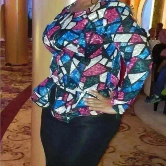 Window pain multicolor top blazer blouse - Picture 4 of 4